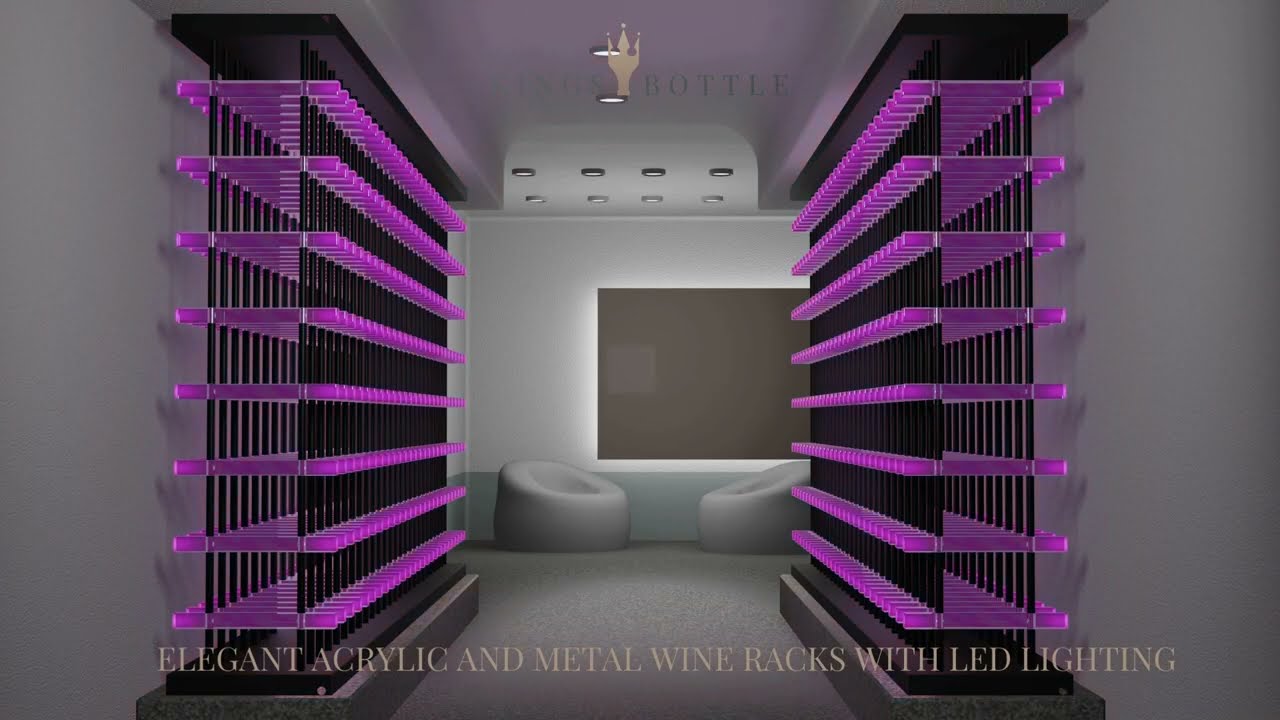 Elegant Acrylic and Metal Wine Racks with LED Lighting | With Frame
