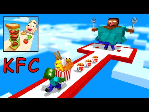 Minecraft Mobs : I WANT KFC Gegagedigedagedago RUNNER CHALLENGE - Minecraft animation