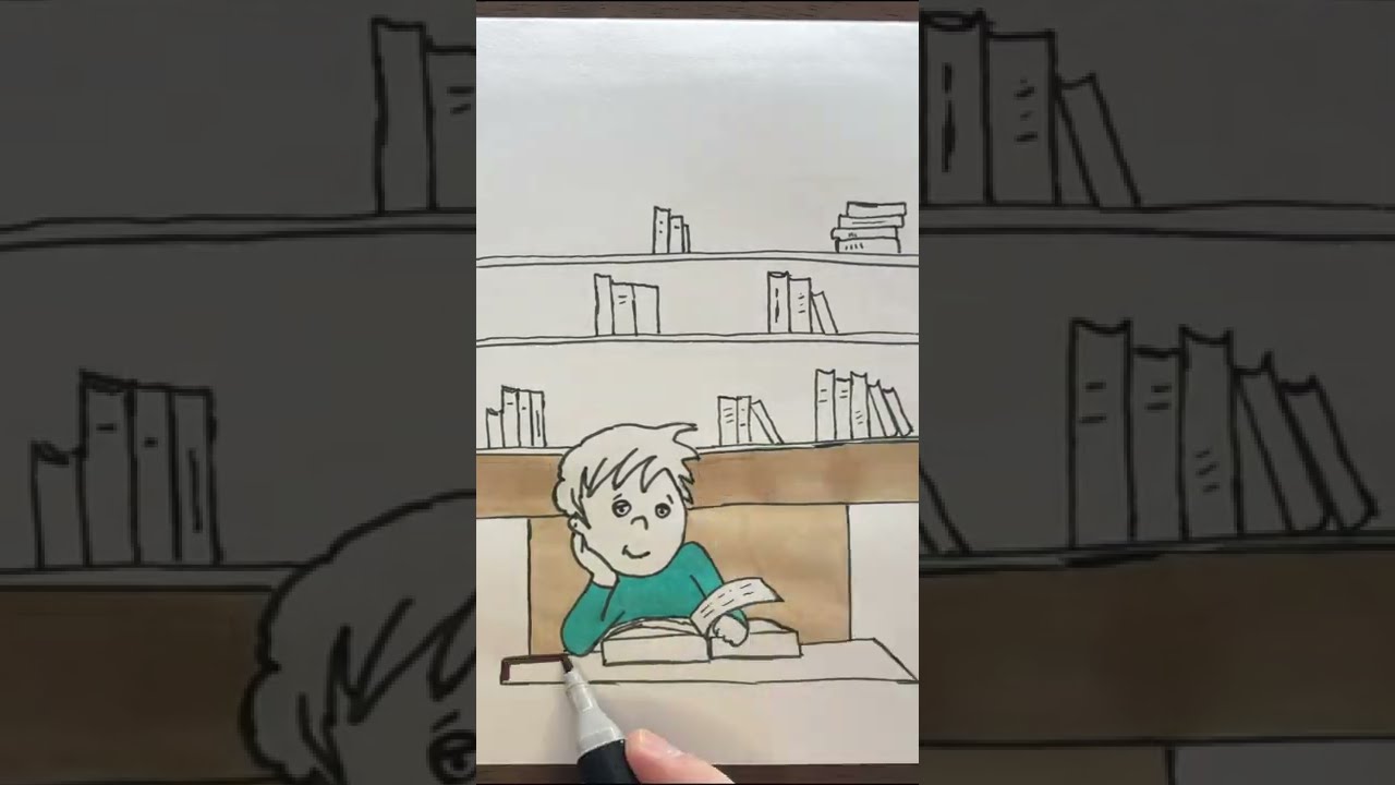 How To Draw A Library! #drawing #coloring #library #learning