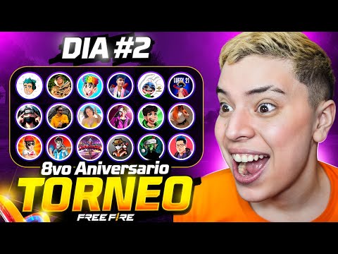 DIA 2: TORNEO DE YOUTUBERS DE FREE FIRE 🔥8VO ANIVERSARIO🔥 TINCA - SMOOKE - LUFFY - ANDRIK - TRIPPIE