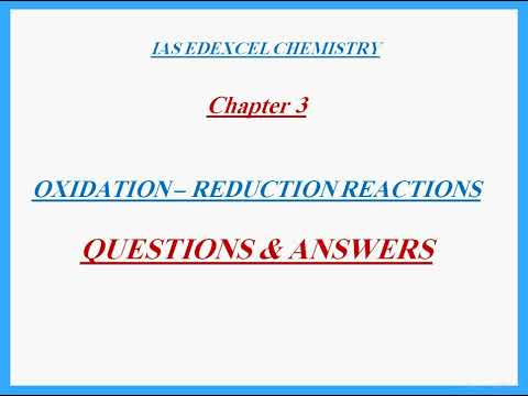 IAS Chemistry Edexcel Unit 2 Ch 3 Q&A Oxidation Reduction - Dr  Hanaa Assil