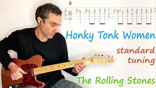 Download lagu Honky Tonk Women in standard tuning - The Rolling Stones - Guitar lesson / tutorial / cover with tab mp3