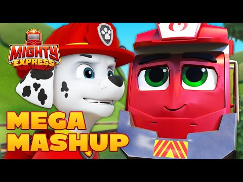 Marshall & Rescue Red Save The Day! - PAW Patrol + Mighty Express Mashup! - Mighty Express Official