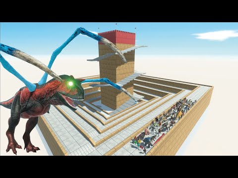 ESCAPE FROM ALIEN CARNOTAURUS - DOWNHILL & TOWER COURSE  - Animal Revolt Battle Simulator