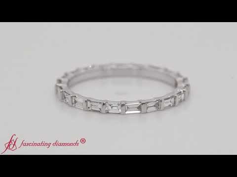 Diamond Baguette Bar Eternity Band In 14K White Gold-FD123625BGEWB