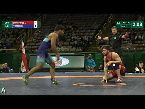 Round 2 FS - 61 kg: L. LOMTADZE (GEO) v. S. TOMAR (IND)