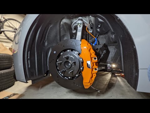 BBK upgrade for the Lexus IS500 - RCF Brembo Orange Caliper and Racing Brake 2-piece rotor Install