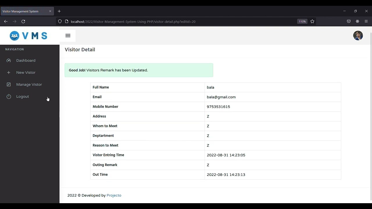 Visitor Management System — PHP and MySQL #phpprojectwithsourcecode  #cseprojects #phpprojects