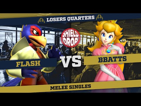 Flash (Falco) vs Bbatts (Peach) - Melee Singles Losers Quarters - Shield Drop