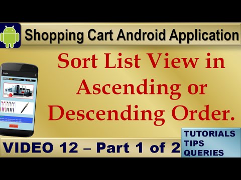 Android Tutorial for Beginners on Shopping Cart|Sort List View in Ascending or Descending Order