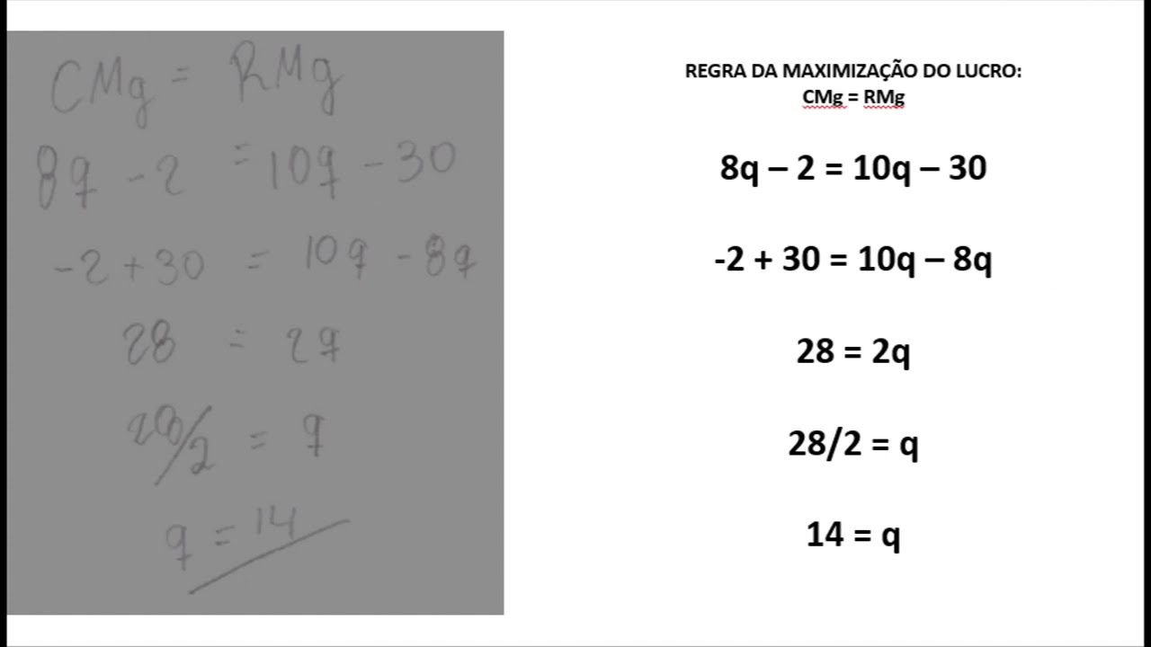 Exercício Maximização de Lucro 01 - MICROECONOMIA II