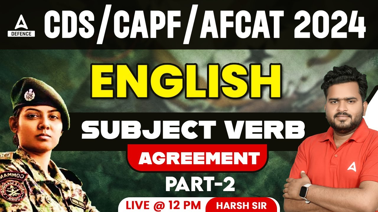CDS/CAPF/AFCAT English Foundation Class 2024 | English Subject Verb Agreement #2 | By Harsh Sir