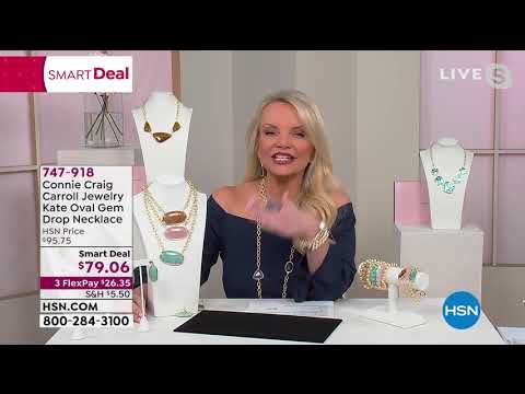 Connie Craig Carroll Jewelry Kate 193/4" Oval Gemstone D...