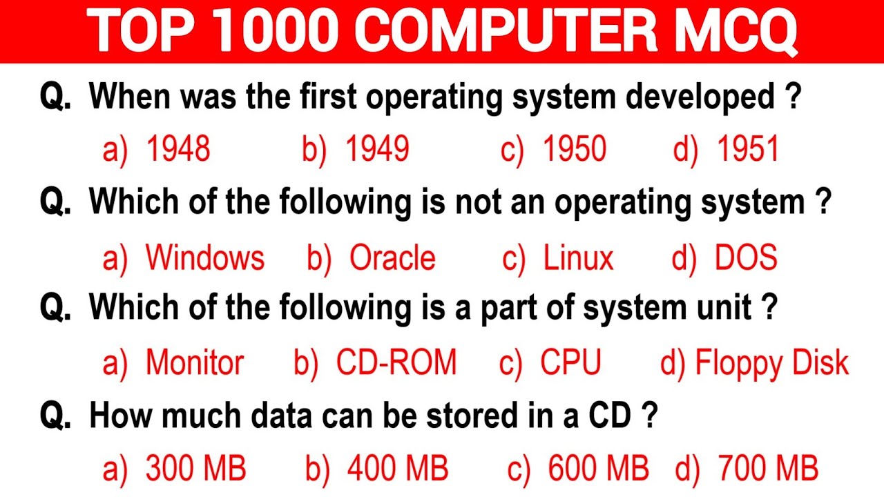 Watch video Part -1 | Top 1000 Computer Fundamental MCQ | computer fundamental mcq questions with answers Now Part -1 | Top 1000 Computer Fundamental MCQ | computer fundamental mcq questions with answers