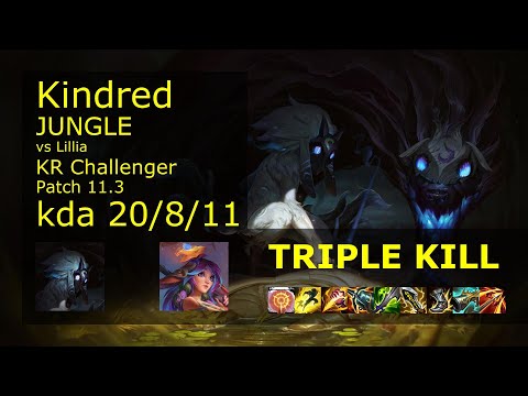 Kindred vs Lillia Jungle - KR Challenger 20/8/11 Patch 11.3 Gameplay // [롤] 킨드레드 vs 릴리아 정글