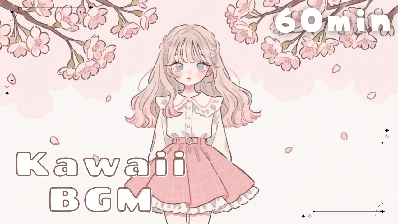 かわいいフリーBGM 🎧🤍⌇春風 * 1時間耐久⌇ 配信用 / 作業用 / chill / lofi / Japanese kawaii culture