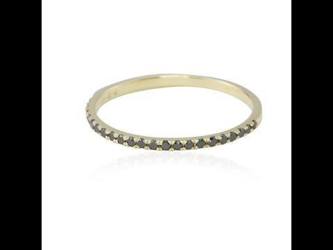 Dainty U Cut Prong Black Diamond Half Eternity Band in 14k Yellow Gold LS4317