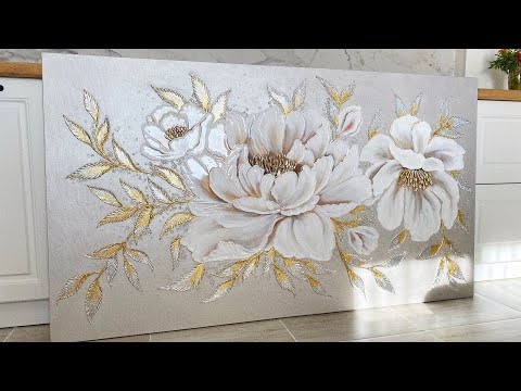 Texture paste painting "Peony" /Painting process/sounds of nature by @art-muslim