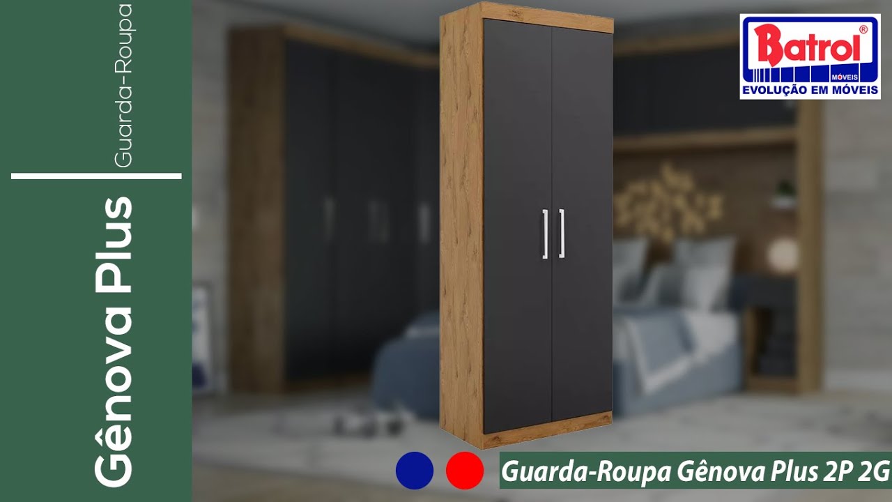02.1188 Guarda-Roupa Modular Gênova Plus 2 Portas 2 Gavetas
