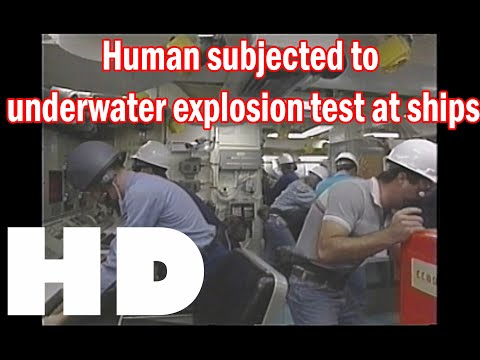Human subjected to underwater explosion test at ships