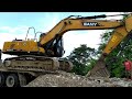 Dangerous JCB Crossing Excavator Unloding In Truck By Experience Driver SANA Dozer Video