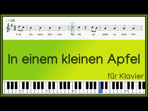 In einem kleinen Apfel | Kinderlied | Text und Noten mit Buchstaben | Melodie