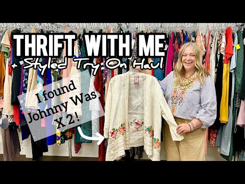 Thrift With Me + Styled Try On Haul: I found Johnny Was x 2!