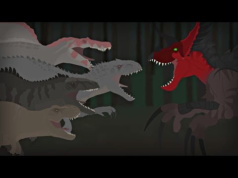 T-Rex, Spino, Giga & Indominus-Rex VS Ultimasaurus || Jurassic World Battle Animation (3/3)