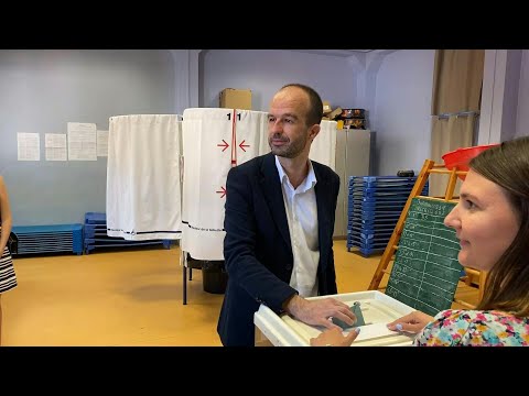 Left-wing coalition candidate Manuel Bompard votes in Marseille in the French genral elections | AFP