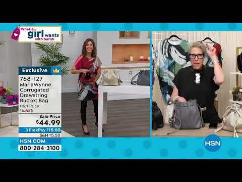 MarlaWynne Corrugated Drawstring Bucket Bag with Tassels