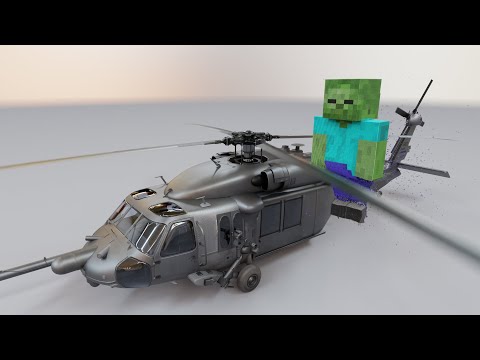 Atomic Ragdolls - Minecraft Zombies VS HELICOPTER realistic molecular ragdoll simulation