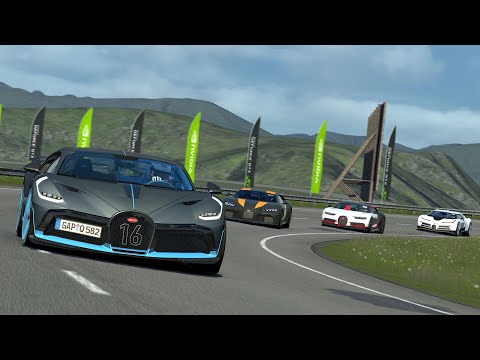 Bugatti Centodieci vs Divo vs Chiron Super Sport 300+ vs Chiron at Highlands / Assetto Corsa (AC)