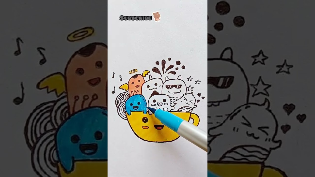 Cute doodle art 🤩😇 / satisfying creative art #shorts