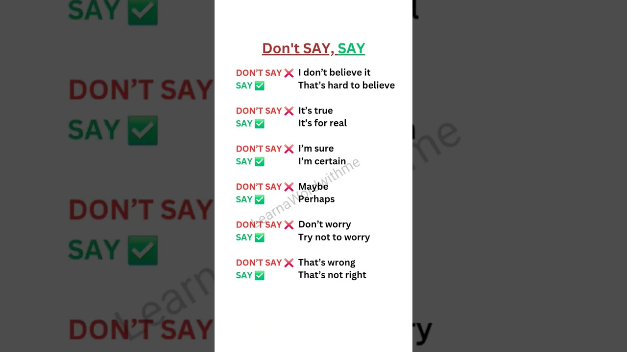 DON'T SAY but SAY english