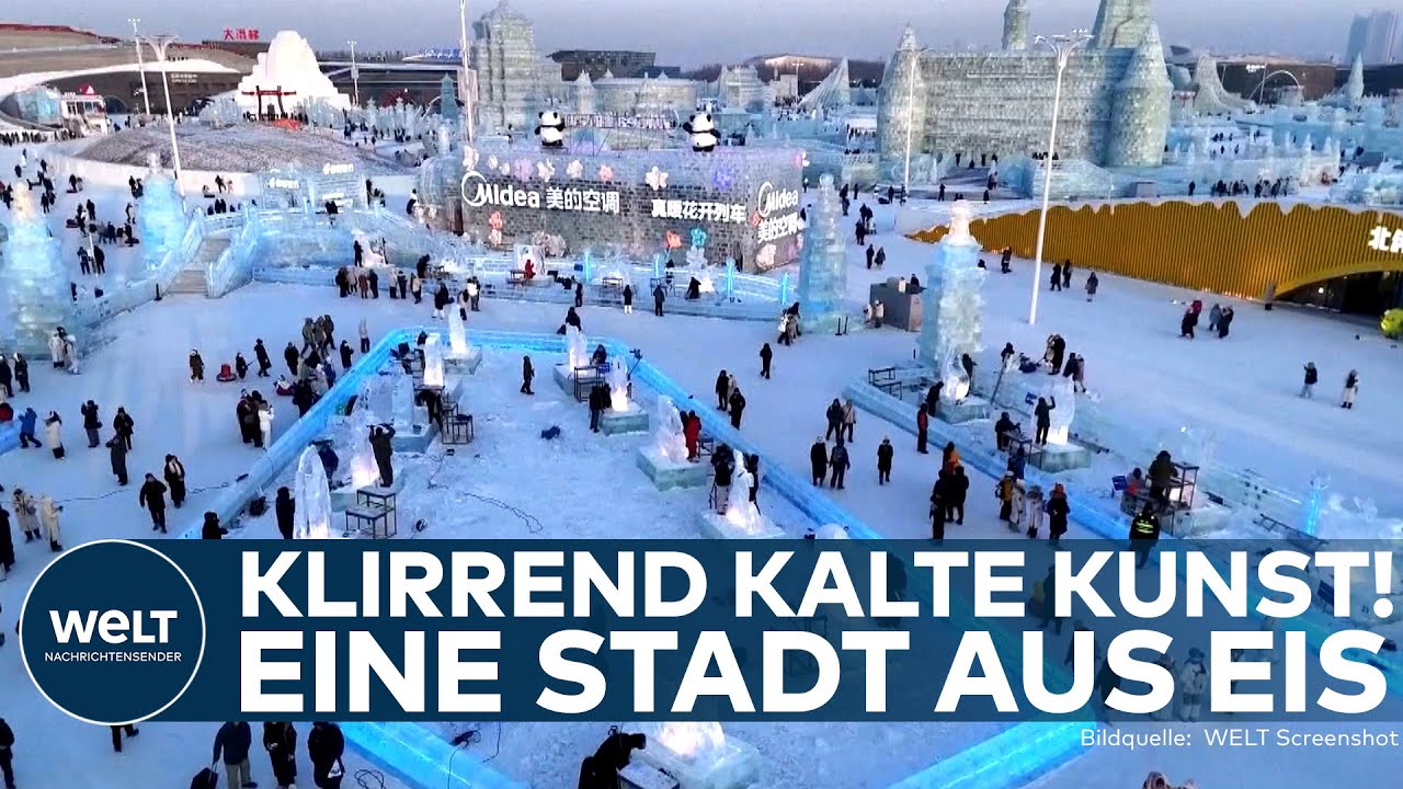 WINTERTRAUM IN HARBIN: Klirrend kalte Kunst verursacht Gänsehaut! Eine Stadt aus Eis in China