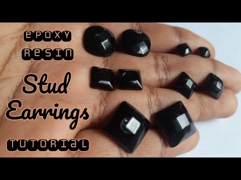 Handmade Minimalist Black Stud Earrings with Epoxy Resin