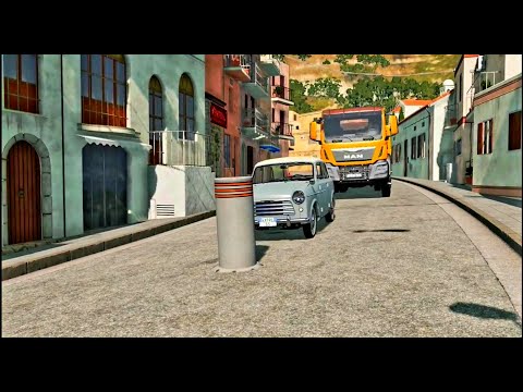 Cars and Trucks vs Bollards Reverse _ BeamNG Drive