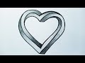 How to draw a 3D Heart step by step easy