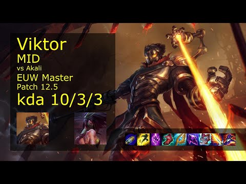 Viktor vs Akali Mid - EUW 10/3/3 Patch 12.5 Gameplay
