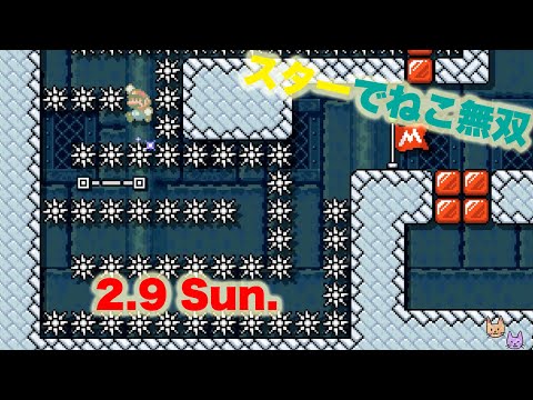 【SUPER MARIO MAKER2】キラキラ状態でトゲトゲのなかを走り回る！