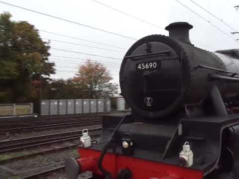 The No.45690 'Leander' with "The Cumbrian Mountain Express" was arrives at Carlisle Citadel Station.