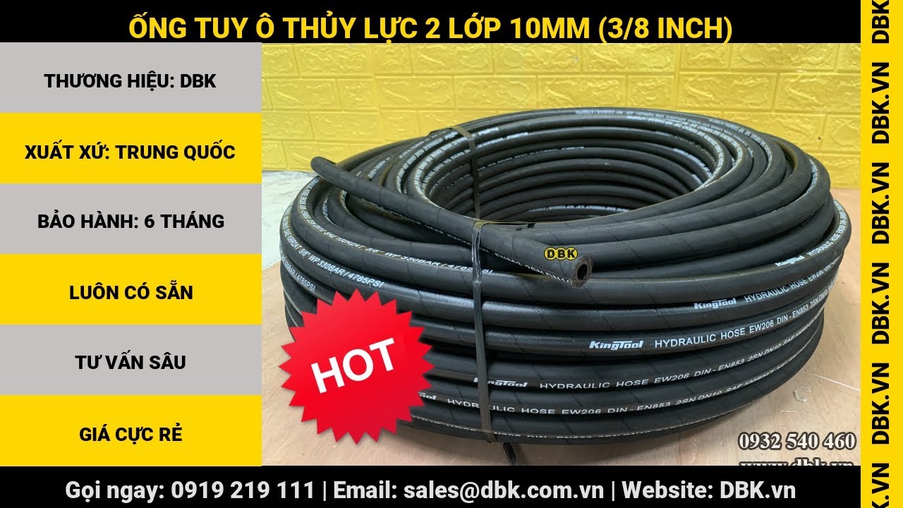 Video Ống tuy ô thủy lực 2 lớp 10mm (3/8 inch) - Ống tuy ô thủy lực 2 lớp 10mm (3/8 inch)