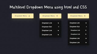 DropDown Menu in CSS | How to create a Responsive Multilevel DropDown Menu using html and css?