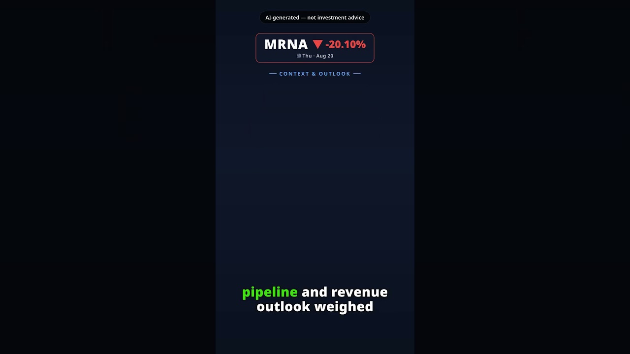 Why Is Moderna Stock Nosediving Today? MRNA -20.10% (Aug 20)