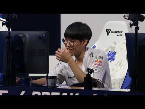 T1 Oner laughing after winning game 2 vs DWG in Worlds 2021 Semi-finals