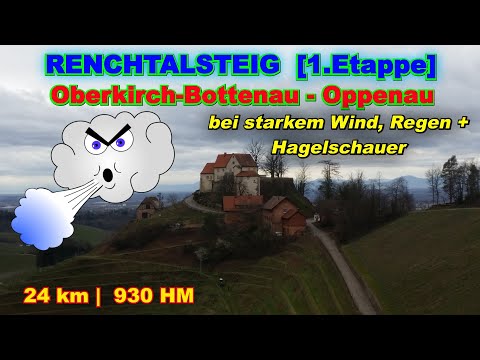💨Renchtalsteig | 1.Etappe | Oberkirch-Bottenau - Oppenau bei starkem Wind,Regen, Hagelschauer #ODH08