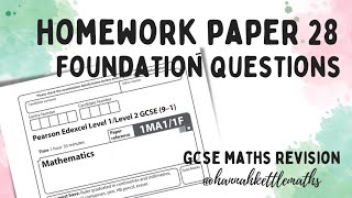 Half Past Paper - Week 28 - Foundation (Non-Calculator) Edexcel GCSE Maths - Maths Revision
