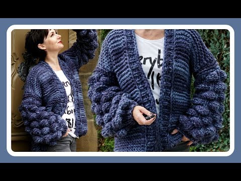 Strickjacke Balloon Cardigan stricken im Brombeermuster - Raspberry - Anleitung I