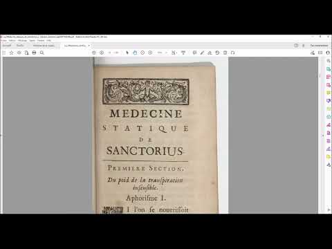 📘 Les Aphorismes de Sanctorius : L'art de conserver la santé par la transpiration - 1614