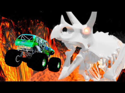 Cars Jumping Down at High Speed Over Giant Skeleton - Beamng Drive